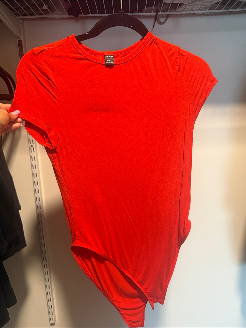 SHEIN Bright Red Short Sleeve Crew Neck Bodysuit